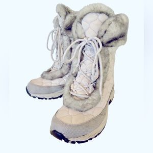 L.L.Bean Quilted Gray Mid Calf Winter Boots